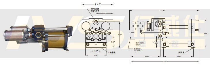 美国SC气驱液体增压泵L6系列产品及安装尺寸图